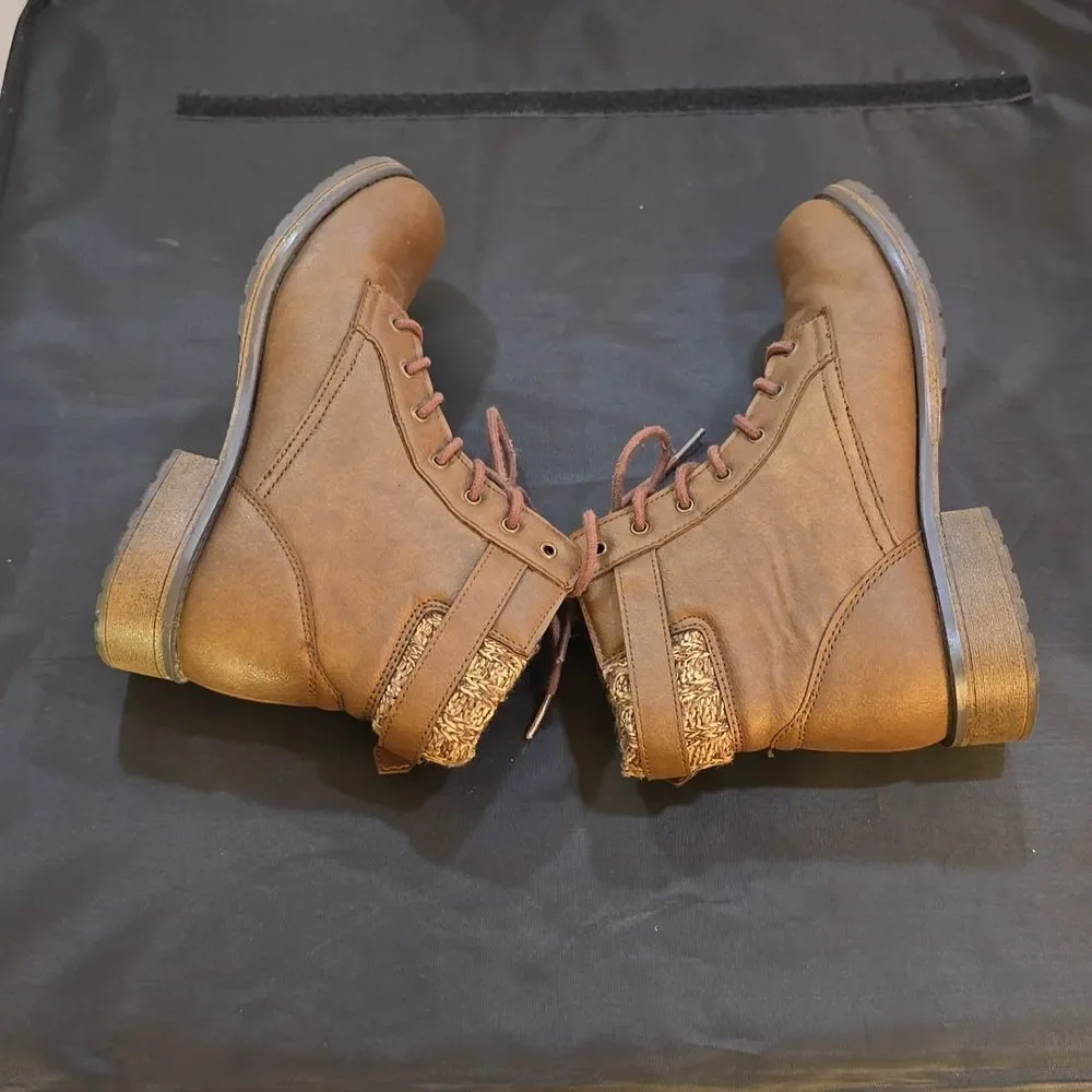 WONDER NATION GIRLS LACE-UP SIDE ZIPPER CLOSURE BOOT